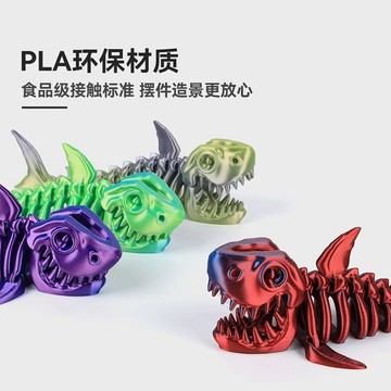 臺灣-出貨🔥【新款熱銷】3d打印鯊魚全身關節可動造型創意兒童新款玩具裝飾禮物桌麵擺件 T2LR