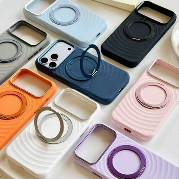 液態波浪紋 一體旋轉支架殼 磁吸手機殼 適於iPhone14 15 16 17 18 promax 16plus 保護殼