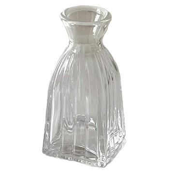 Lavi 浮雕白透玻璃花瓶 6個  法式方底豎條  偏小