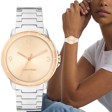Calvin Klein 凱文克萊 CK Vivacious 直紋女錶-36mm(25100025)