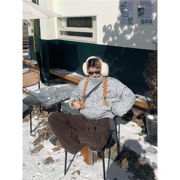 195大喜 美式小碎花立領短款棉服女冬季爆款加厚保暖面包服外套潮