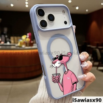 奶茶粉红豹磁吸手機殼 iPhone17ProMax適用蘋果 i16 15 14 13 12 X 8p保護防摔殼
