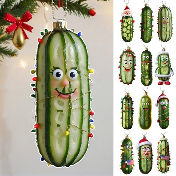 洛陽牡丹 亞克力平面裝飾小掛件聖誕樹掛件可愛迷你小黃瓜耶誕節掛件掛飾