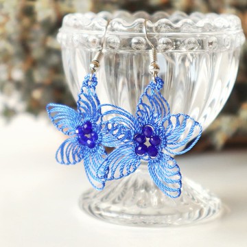 PREMIUM蕾絲耳環【Stella】海洋藍