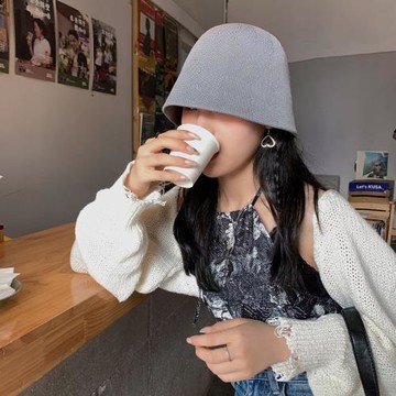 網紅薄款透氣素顏水桶帽女百搭顯臉小漁夫帽韓版潮春夏季遮陽帽子