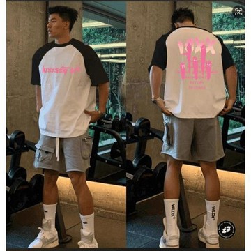 美式籃球短袖男夏季潮寬鬆速幹運動t恤拼接撞色插肩上衣運動短袖男球衣男網面透氣上衣運動衣籃球訓練服大碼短袖上衣