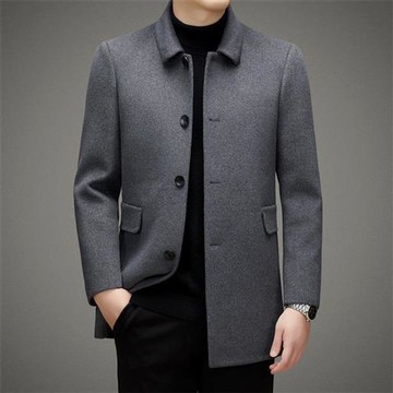 【米蘭精品】現貨+預購 頂級羊毛外套西裝外套毛呢大衣外套寬鬆秋冬大碼休閒男裝-雙面羽絨內裡2色74mq12