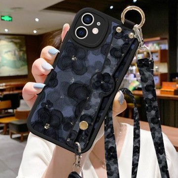 山茶花適用三星S23手機殼Note20Ultra新款s23ultra簡約S22十斜挎掛繩s21+可背帶s24腕帶s20plus保護套Galaxy