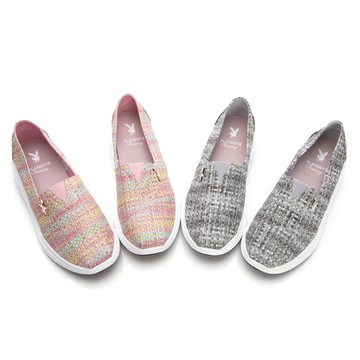 PLAYBOY 漸層個性編織 抗震氣墊鞋-灰/彩(PY1051)