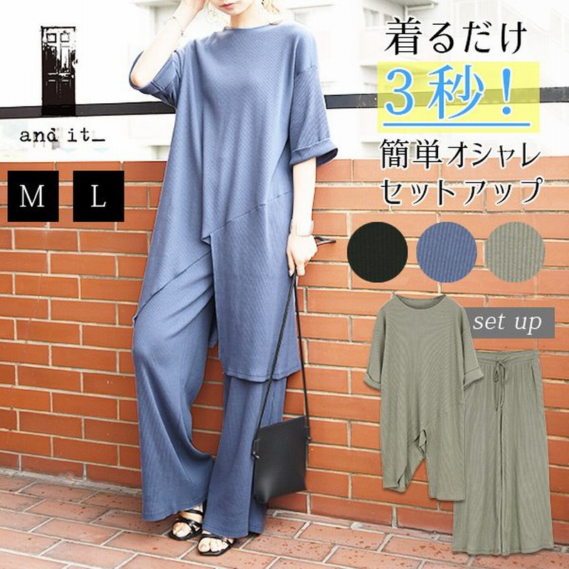 セットアップ レディース 夏 サロペット シフォン Tシャツ 花柄 トップス