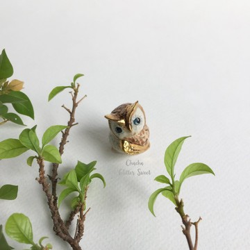 貓頭鷹金幸運-小動物雕像