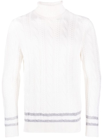 Eleventy - roll-neck cable-knit jumper - men - Wool - XL - Neutrals