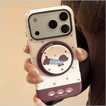 復古小狗磁吸支架蘋果iPhone17手機殼適用16可愛15promax個性菲林14硬