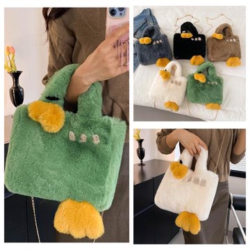 鴨子包包動物創意少女秋冬款搞笑斜背包毛毛稀奇古怪冬季手提小包
