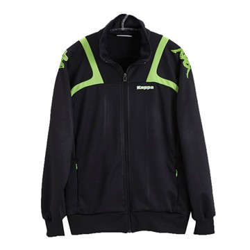 KAPPA義大利時尚型男針織外套~黑/蘋果綠