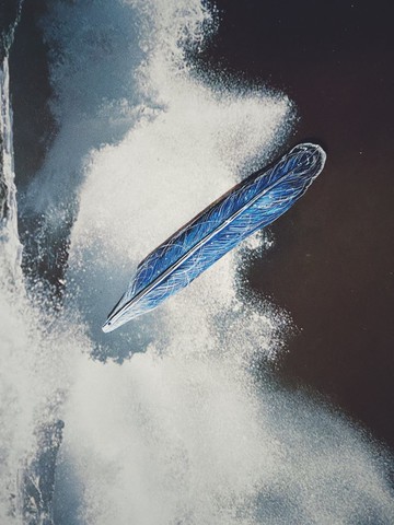 木刻手繪墜飾 - 羽毛