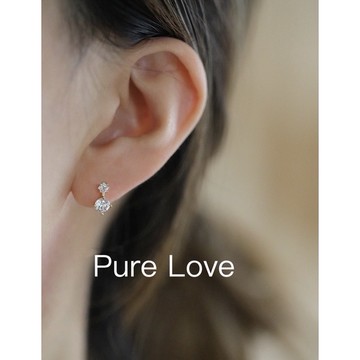 Pure Love樂芙 /正韓 【E0600】韓系S925純銀鋯石耳扣 耳環 耳圈 / 金