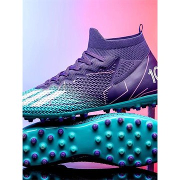 梅西短釘足球鞋高幫刺客中小學生長釘AG碎釘TF男童兒童透氣訓練鞋
