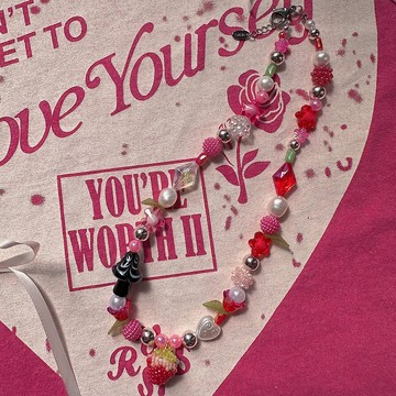 【熱賣】甜美士多啤梨淡水珍珠夏日頸鏈| 歐美風街頭混搭