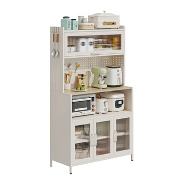 【慢慢家居】升級長虹玻璃-廚房大容量帶插座洞洞板櫥櫃電器櫃-100cm(餐廚櫃 置物櫃 廚房收納 儲物櫃 餐邊櫃)洞洞板櫥櫃-100cm(9001色)