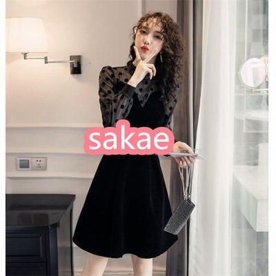 ワンピース レディース きれいめ ベロアワンピース 秋 冬 ミディアム丈ワンピース レース繋がり 長袖 フォーマルワンピース 二次会 通勤 Ol 30代 40代 着痩せ 通販 Lineポイント最大get Lineショッピング