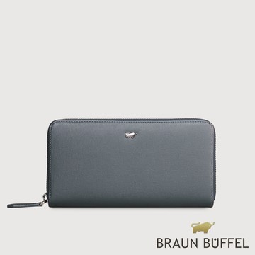 【BRAUN BUFFEL 德國小金牛】台灣總代理 瓦拉頓-TW 12卡拉鍊長夾-深藍色/BF537-602-MAR