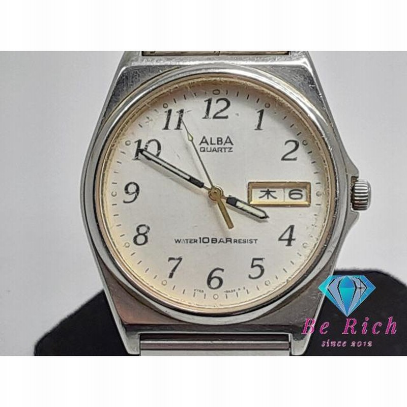 セイコー SEIKO アルバ メンズ 腕時計 デイデイト V743-8A10 白