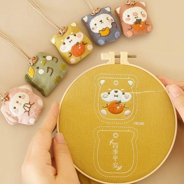 手作材料包🎁 哈尼平安符刺繡送男友手作diy製作御守情侶護身符平安福diy材料包 交換禮物