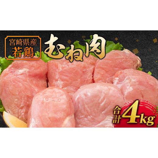 ふるさと納税 宮崎県 新富町 若鶏むね肉 4kg（2kg×2パック）宮崎県産 鶏肉