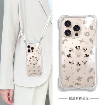 【Disney正版】適用蘋果16Pro手機殼可愛米奇16promax透明磁吸斜挎帶掛繩iPhone15全包硅膠超薄防摔14Pro潮牌