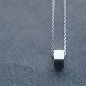 方塊 戒指 項鍊 925銀 男女皆宜