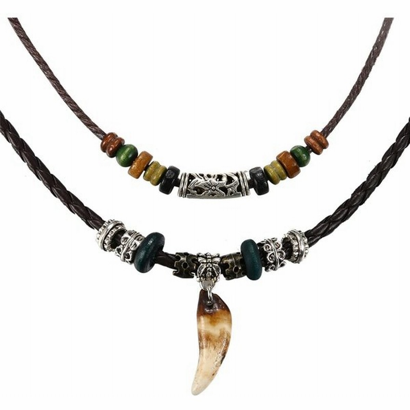 Oidea アンティーク ネックレス 狼の牙 ペンダントトップ ビーズ レトロ 革ベルト 2重巻き 編み 手作り メンズ レディース 調整可能 普段使 通販 Lineポイント最大0 5 Get Lineショッピング