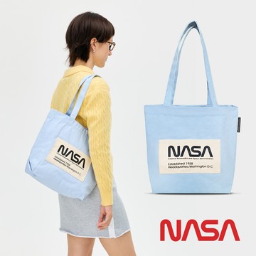NASA SPACE 經典棉質LOGO帆布袋/肩背包-晴空藍 NA20003