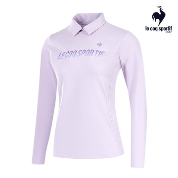 【LE COQ SPORTIF GOLF公雞高爾夫】女款淺紫色抗UV吸濕排汗LOGO彈力長袖POLO棉衫 QLS2J122