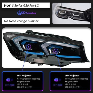 (質量保固）適用于19-24款BMW 3系G20/G28改裝藍莓LED透鏡大燈日行燈流水轉向