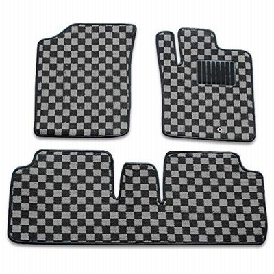 フロアマット ミラ ダイハツ L275S/285S用 チェック柄 黒,灰 3点セット