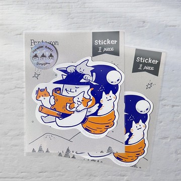 貓貓超乘載大貼紙 2入  行李箱貼紙 造型貼紙 /五角星球