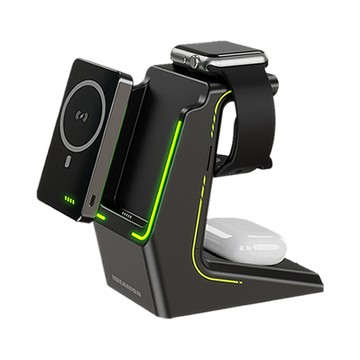 IDEAMON 電力黑客3in1行動充電座・5000mAh Wh標示可上飛機 無線充電 行動電源 快充 三合一 無線充電座 手機支架
