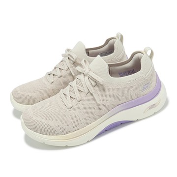 Skechers 休閒鞋 Go Walk Arch Fit 2-BEL 女鞋 米白 紫 雙密度 支撐 健走鞋 125320NTPR