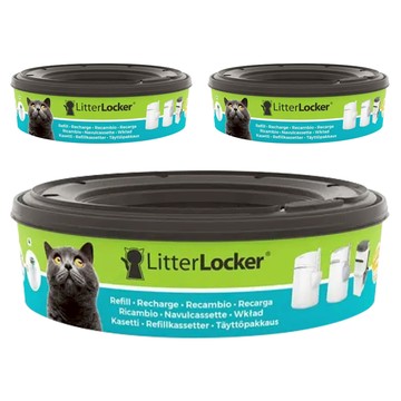 LitterLocker 貓咪鎖便桶專用垃圾袋匣 177mm 3個  灰色