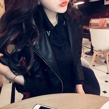 現貨+預購 皮衣夾克 機車外套 -韓版短款修身立領女外套2色71al1【獨家進口】【米蘭精品】