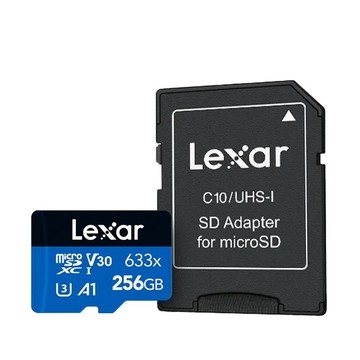 Lexar 633x microSDXC UHS-I A1 U3 256G 記憶卡(附轉卡/10年保)