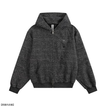 美式復古拉鍊衛衣男女連帽春秋季寬鬆休閒帽衫情侶條紋開衫外套潮
