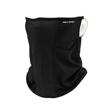 AREX SPORT 高爾夫防曬面罩親膚冰絲網眼護臉遮頸脖圍 可掛耳 AS-3488 深夜黑  均碼(26 x 25cm)  1個