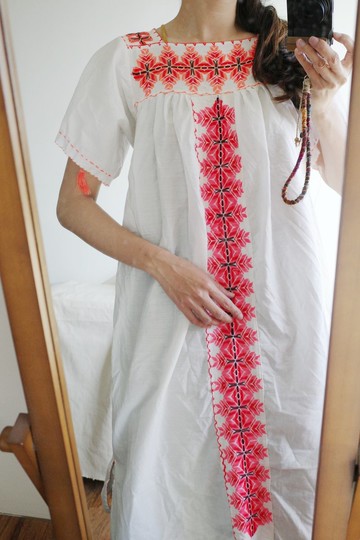 Vintage 墨西哥手工刺繡長版上衣 洋裝