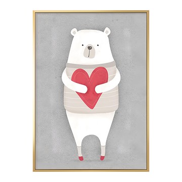 愛你哦白熊 裝飾畫 油畫布+松木內框  30 x 40cm  金色