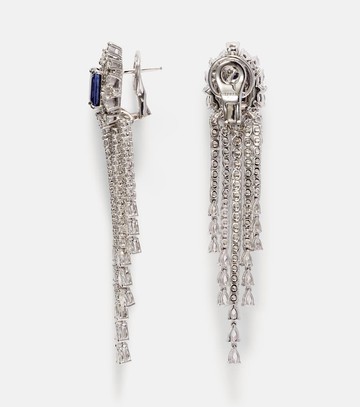 Yeprem Reign Supreme 18kt white gold drop earrings with diamonds and sapphires