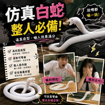 廢物專賣店 仿真白蛇 玩具蛇 仿真蛇 嚇人蛇 整人玩具 惡作劇玩具 假蛇道具 萬聖節道具 搞笑禮物 假蛇 交換禮物