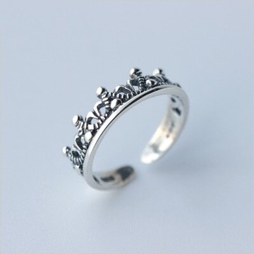 925純銀戒指開口戒-文藝復古皇冠造型生日情人節禮物女飾品73dt7【獨家進口】【米蘭精品】