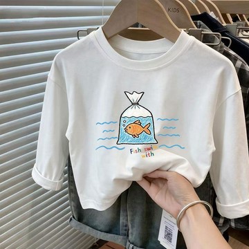 【萌趣穿搭必備】春季秋季兒童純棉長袖T恤男童女童打底時尚寶寶洋氣中小童百搭上衣t 男童上衣 女童長袖 兒童印花長袖T恤